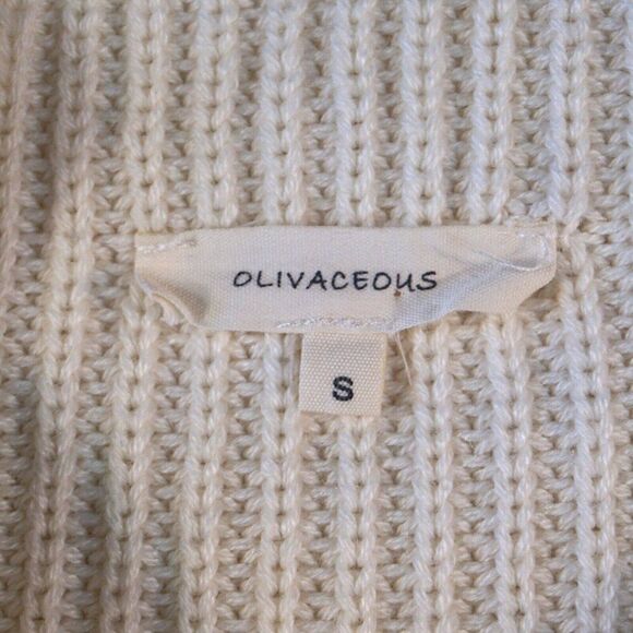 Olivaceous Cream Mock Neck Sleeveless Split Hem Knit Sweater Dress Size Small - Picture 10 of 12